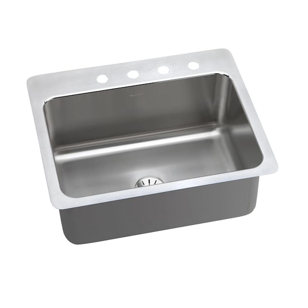 Lustertone Stainless Steel 27 X 22 X 10 Single Bowl Dual Mount Sink With Perfect Drain